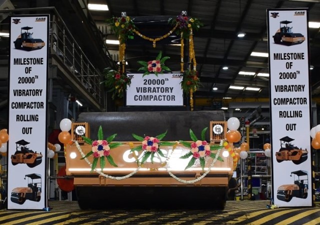 The roll out of 20,000th vibratory compactor from CASE Construction Equipment plant in Pithampur